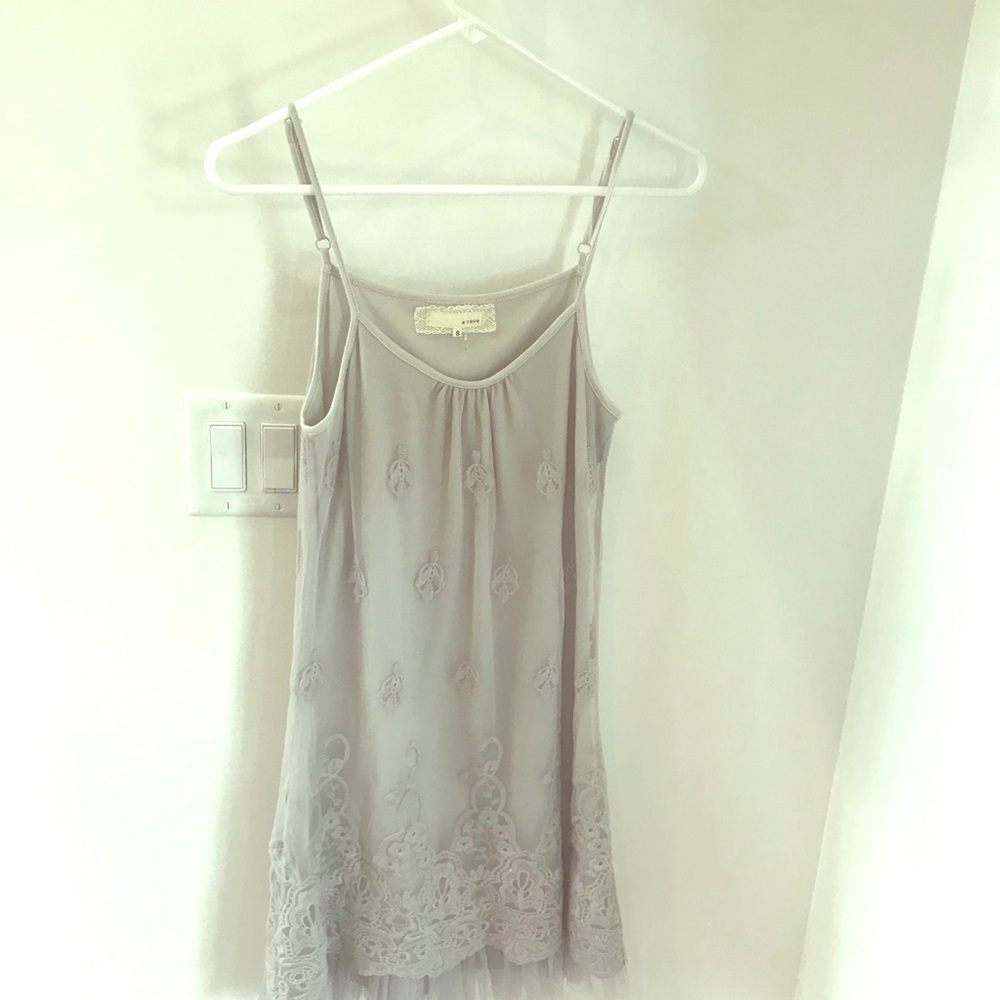 Grey lace slip dress